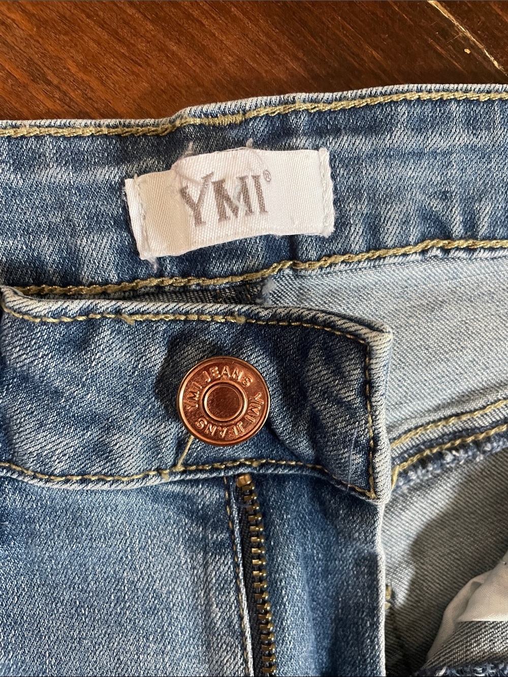 YMI Light Blue High-Rise Flare Jeans with Frayed Hem - Picture 12 of 12